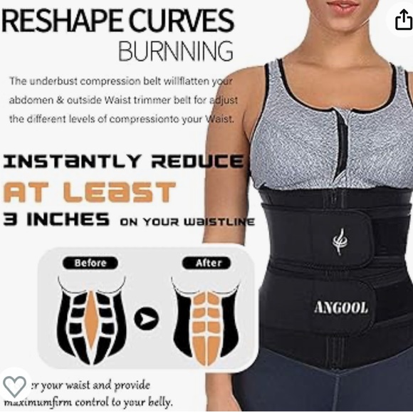 Women's 3XL ANGOOL Neopren Waist Trainer ,Workout Belt Sweat Corset With Zipper - Picture 4 of 13
